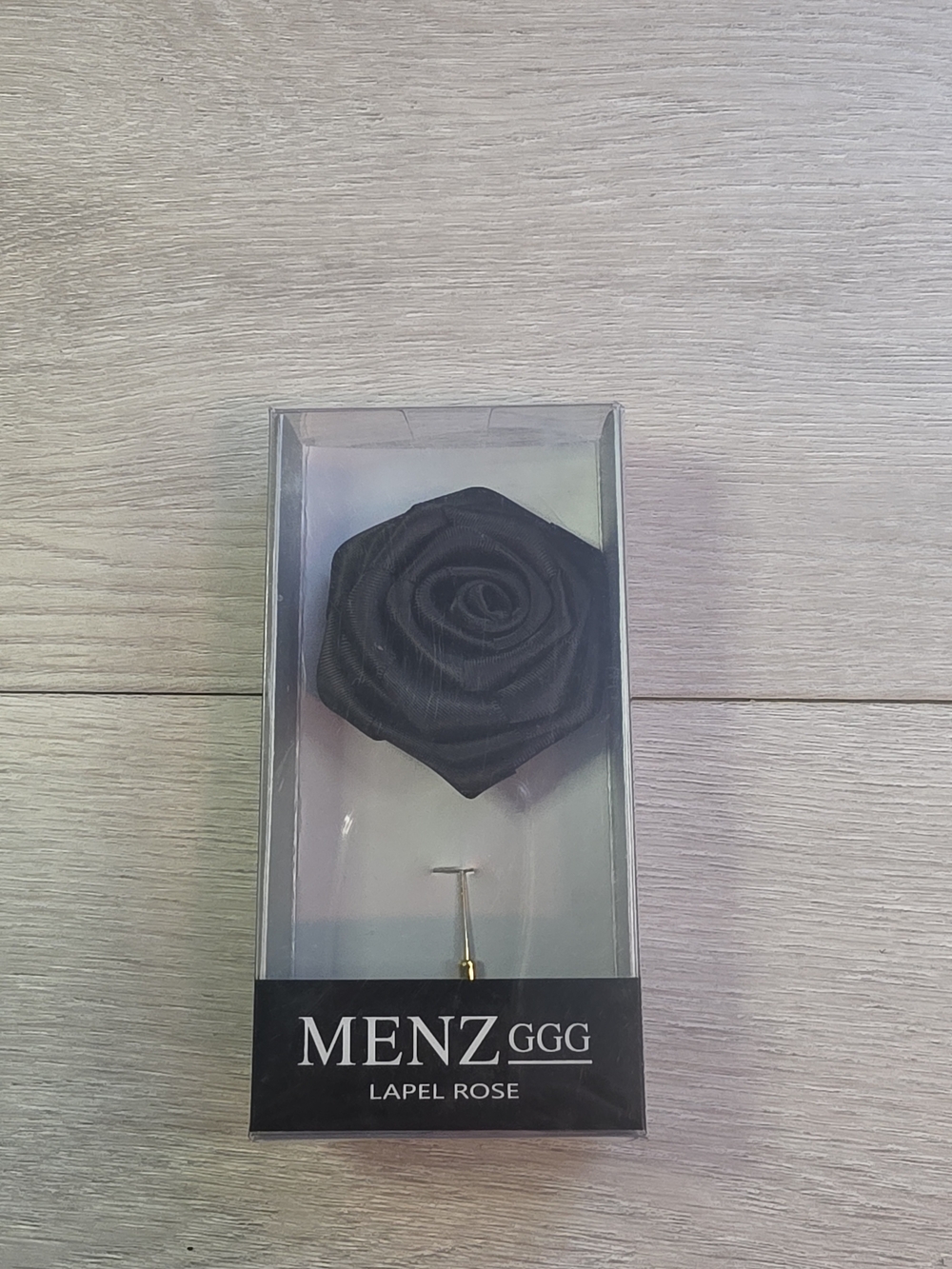 Menz GGG Mens Black Lapel Rose Pin Fabric Flower Boutonniere Suit Tuxedo NIB